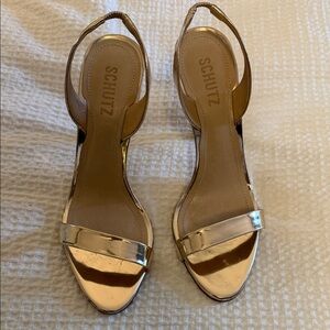 SCHUTZ Metallic Gold Heels